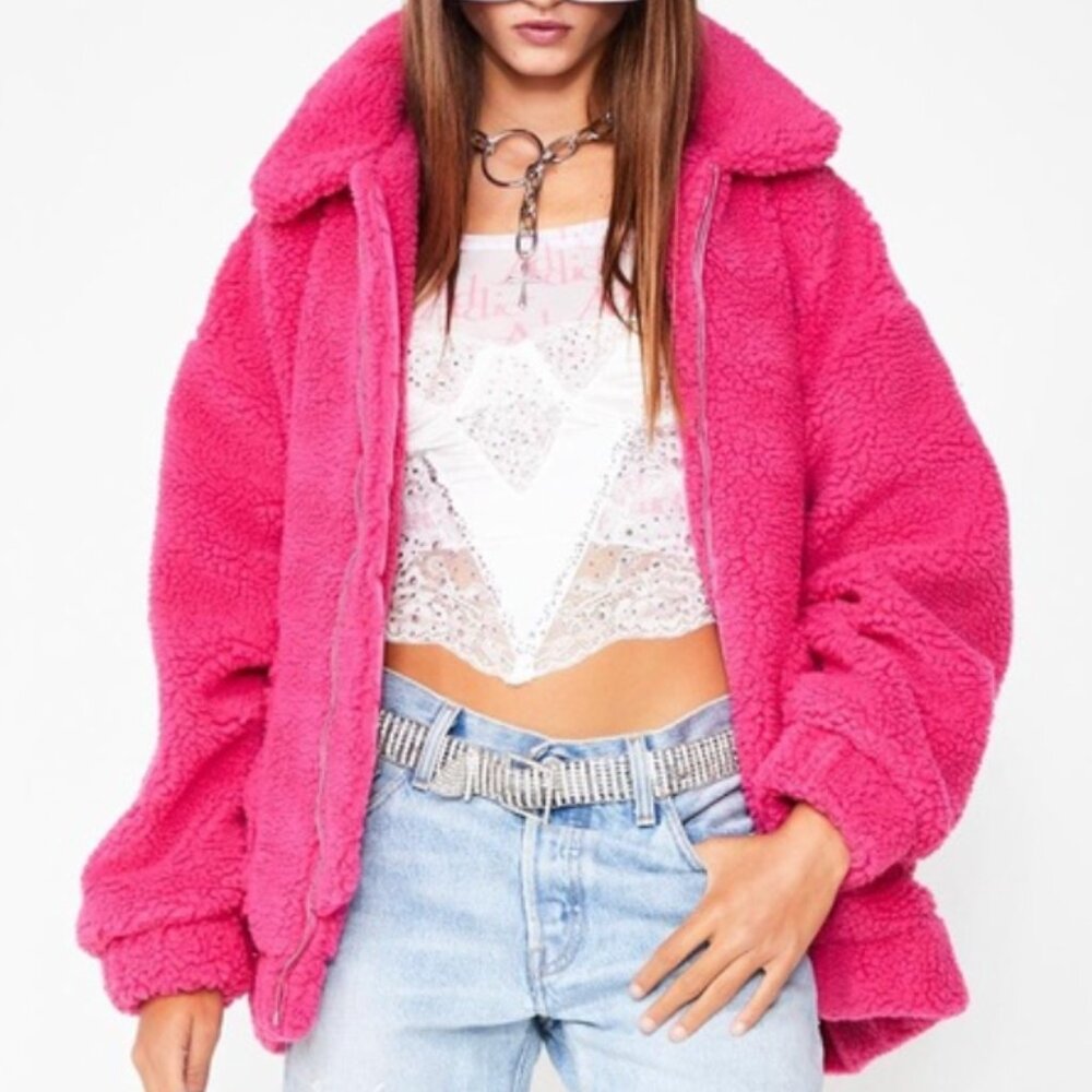 I.AM.GIA x Dolls Kill Flirty Rose Pixie Sherpa Coat Size M